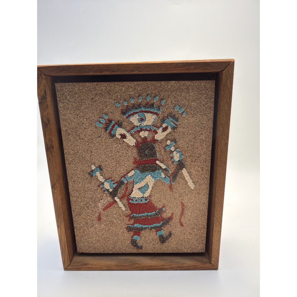 Rainbow Way Ltd Apache Mountain Spirit Dancer Sand Art Navajo Style Wood Frame